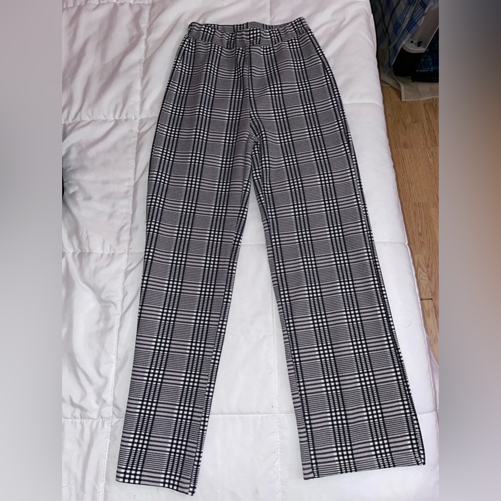 SHEIN black and white plaid pants